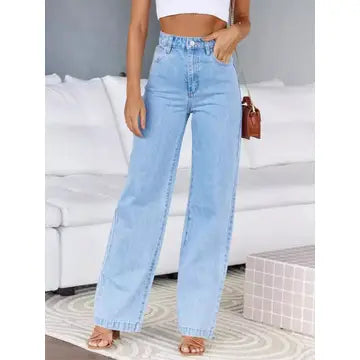 Elastic Wide Leg Jeans