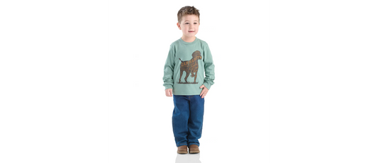 Boys' 2-Piece Long Sleeve Dog T-Shirt & Denim Pant Set