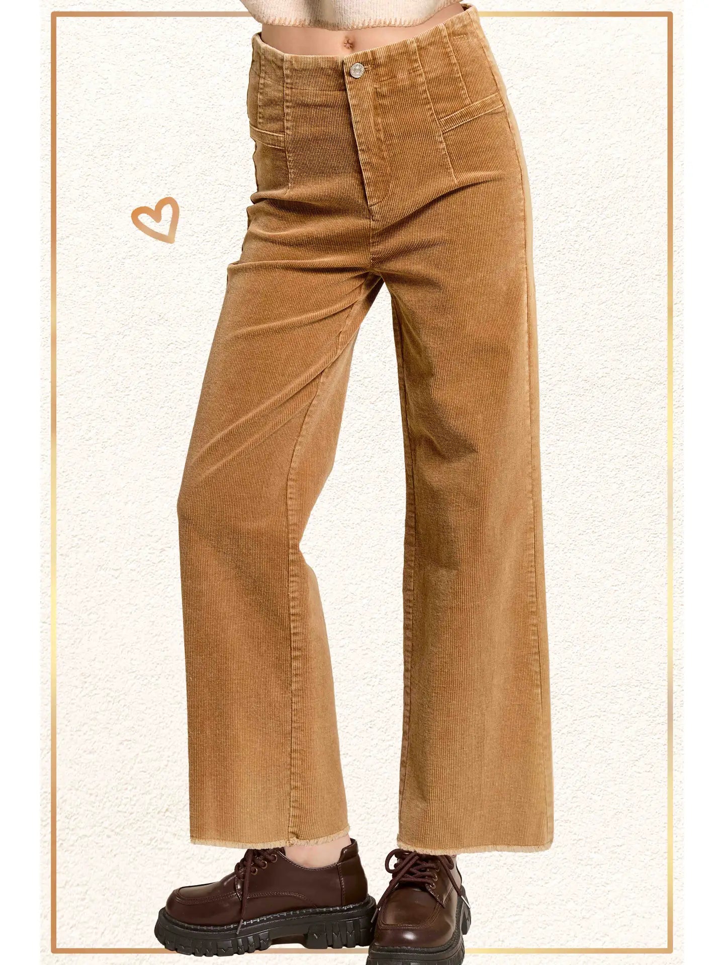 Mineral Washed High Waisted Wide Leg Corduroy Pants