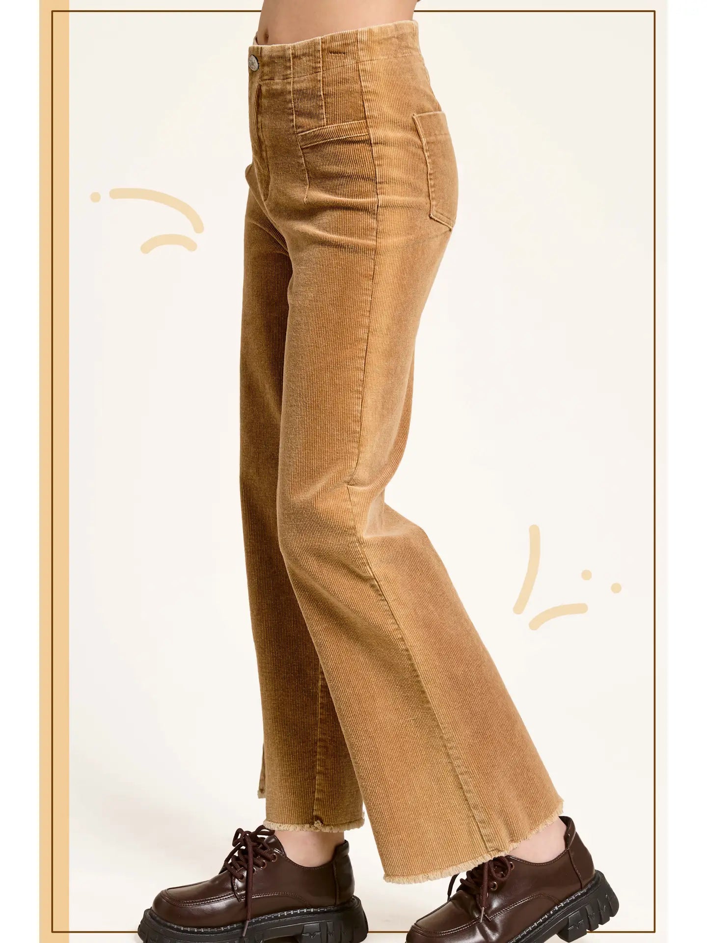 Mineral Washed High Waisted Wide Leg Corduroy Pants