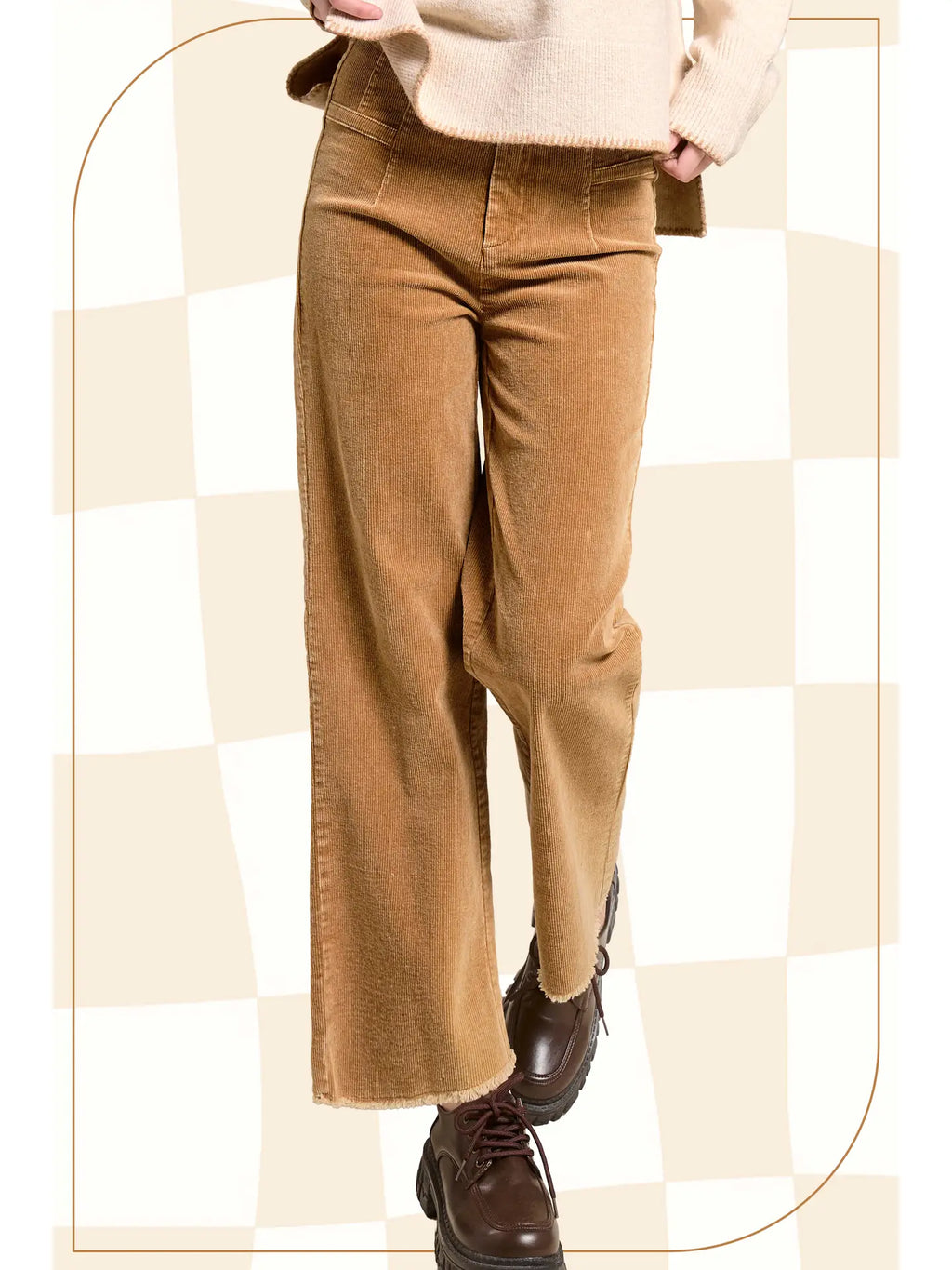 Mineral Washed High Waisted Wide Leg Corduroy Pants