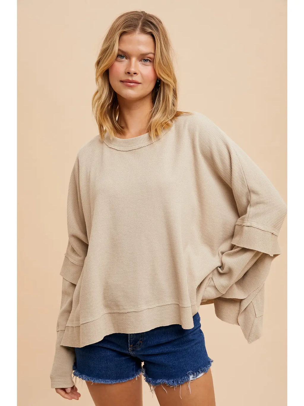 Garment Washed Crew Neck Top