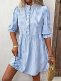 Blue Vertical Striped Dress