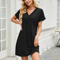 Black V-Neck Casual Dress