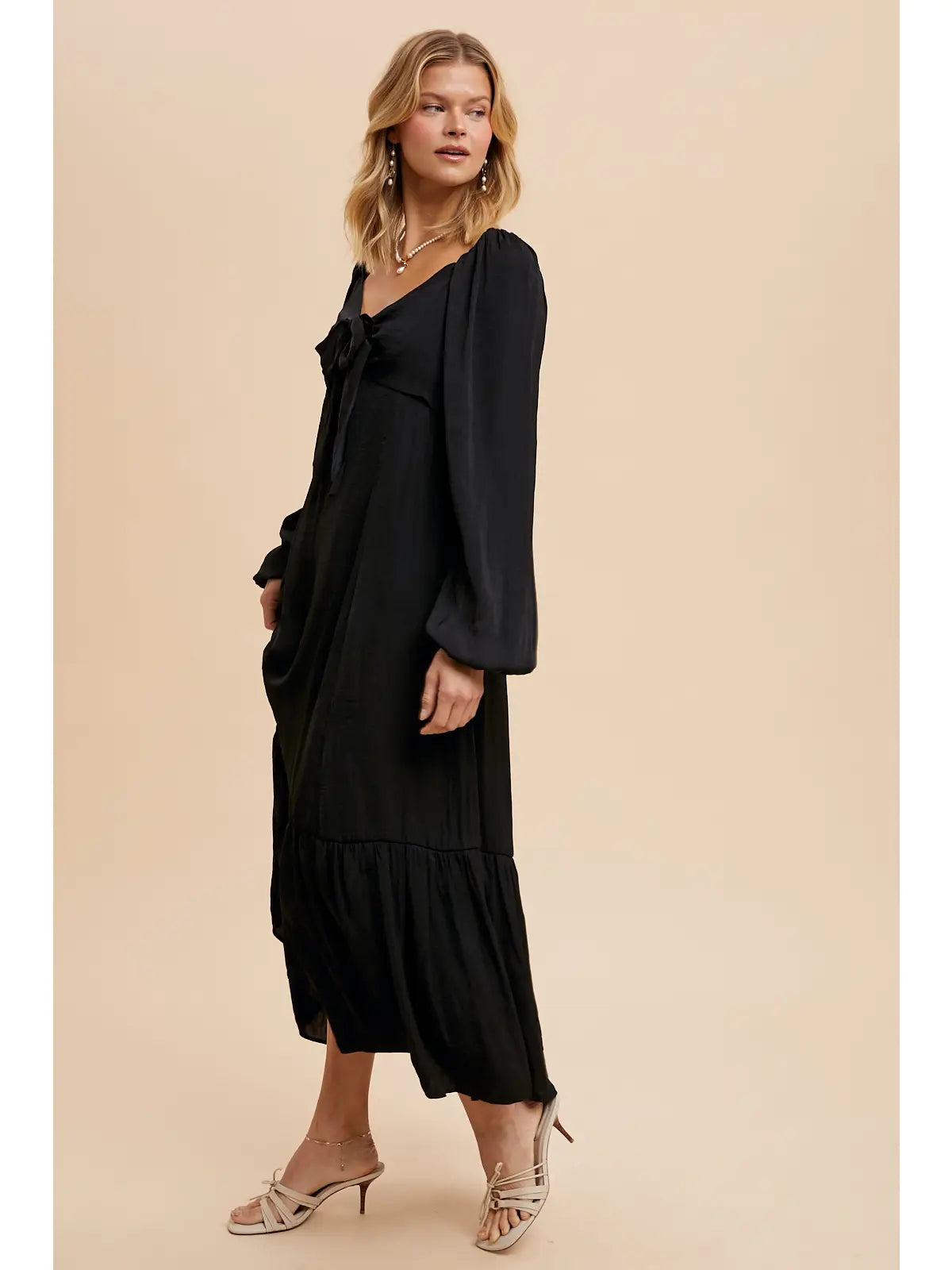 Satin Bow Maxi Dress