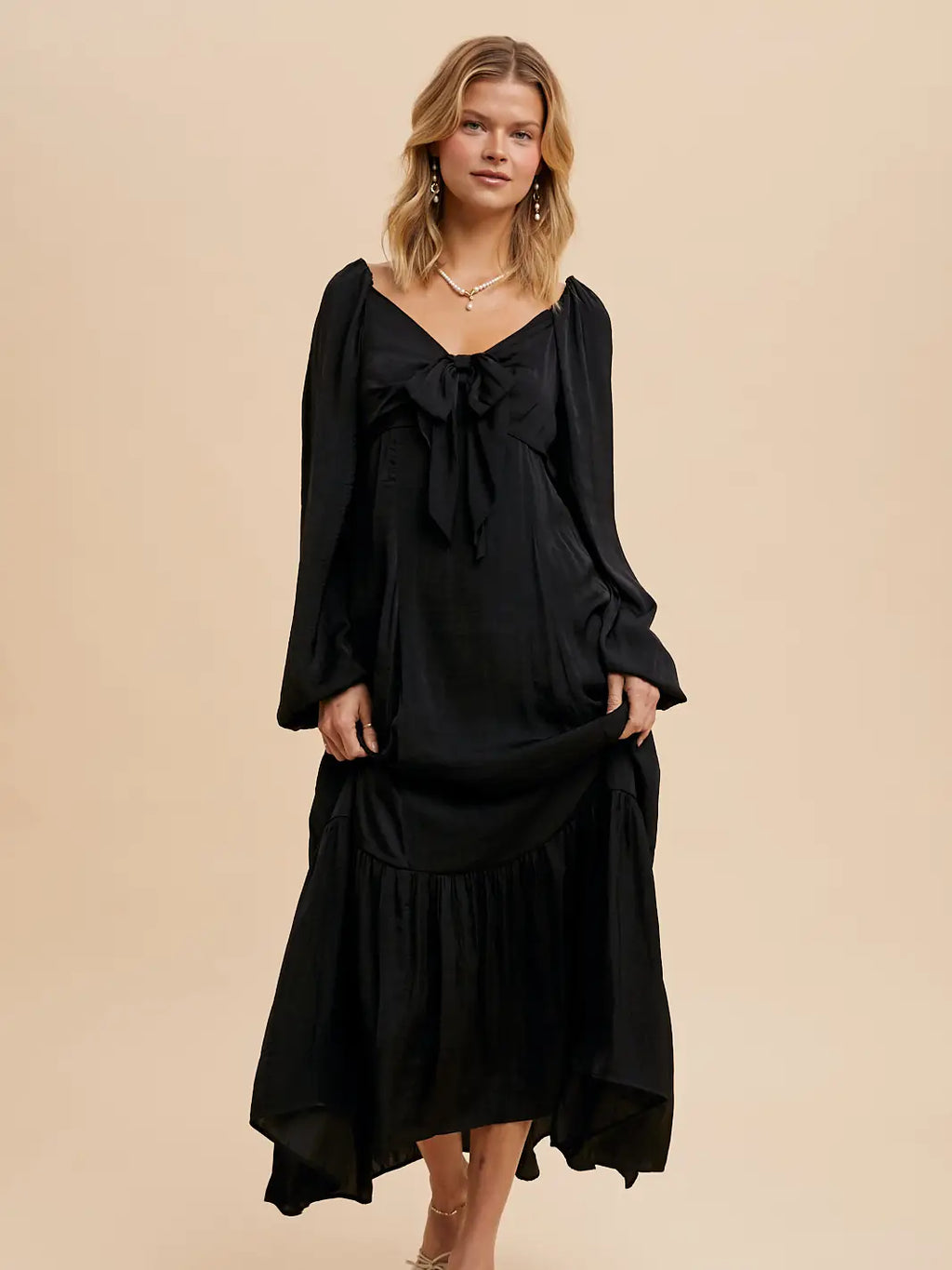 Satin Bow Maxi Dress