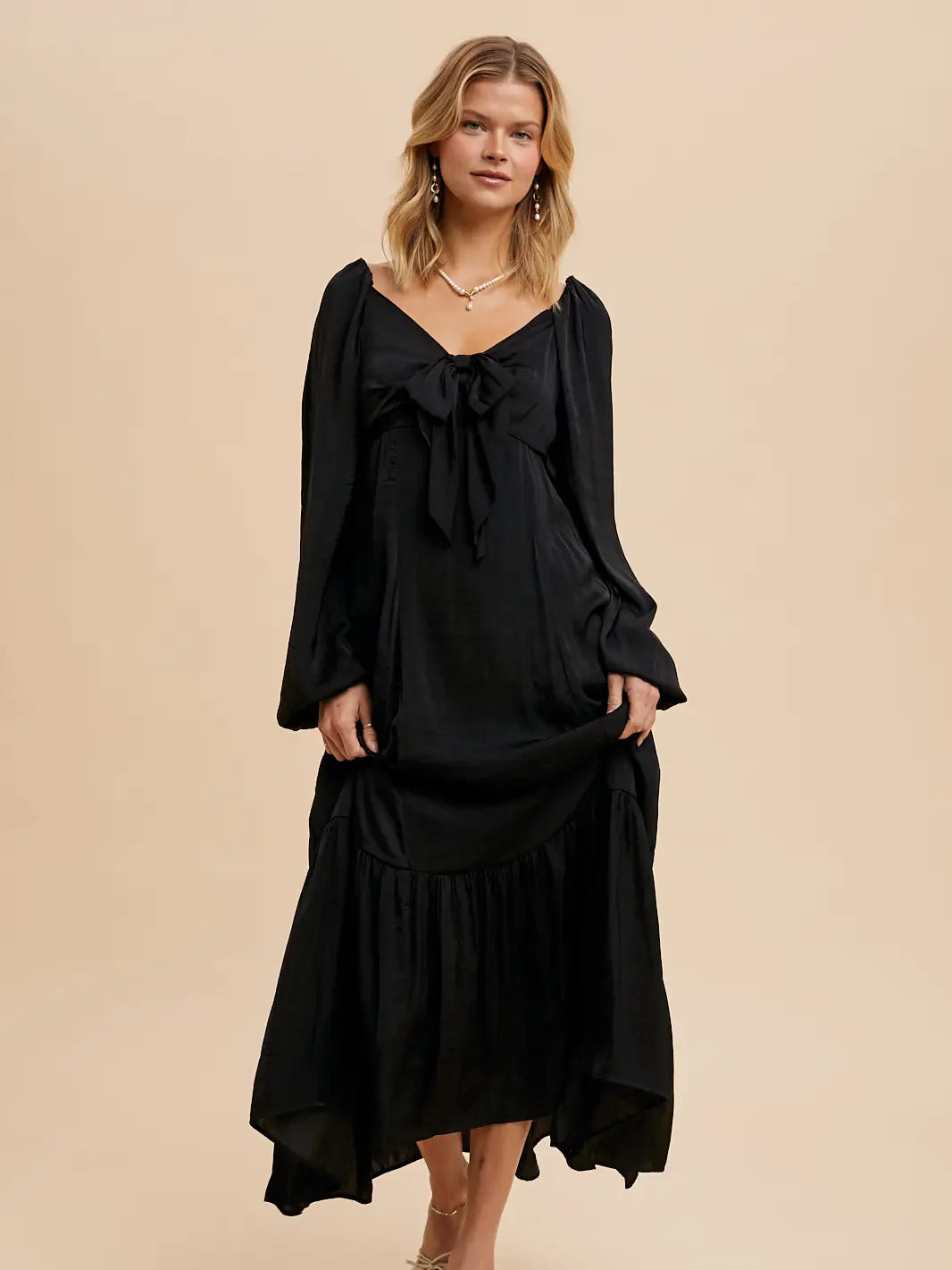 Satin Bow Maxi Dress