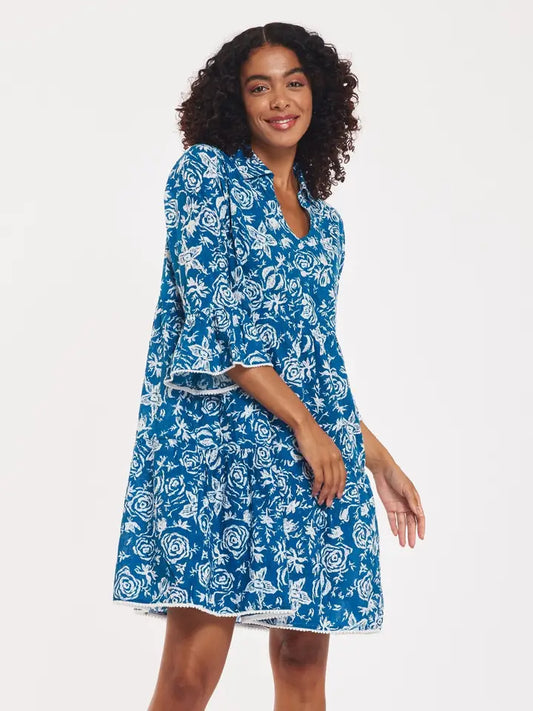 Navy and White Blue Floral dress