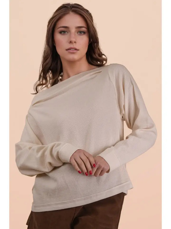 Boat Neck Solid Casual Knit Top
