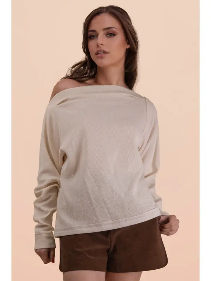 Boat Neck Solid Casual Knit Top