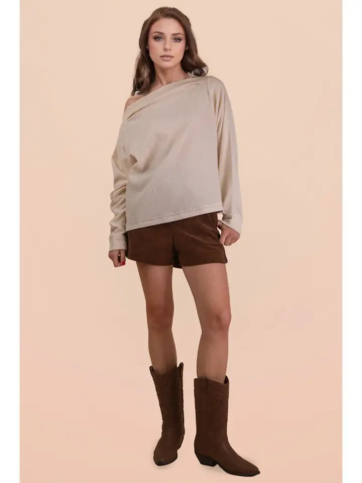Boat Neck Solid Casual Knit Top