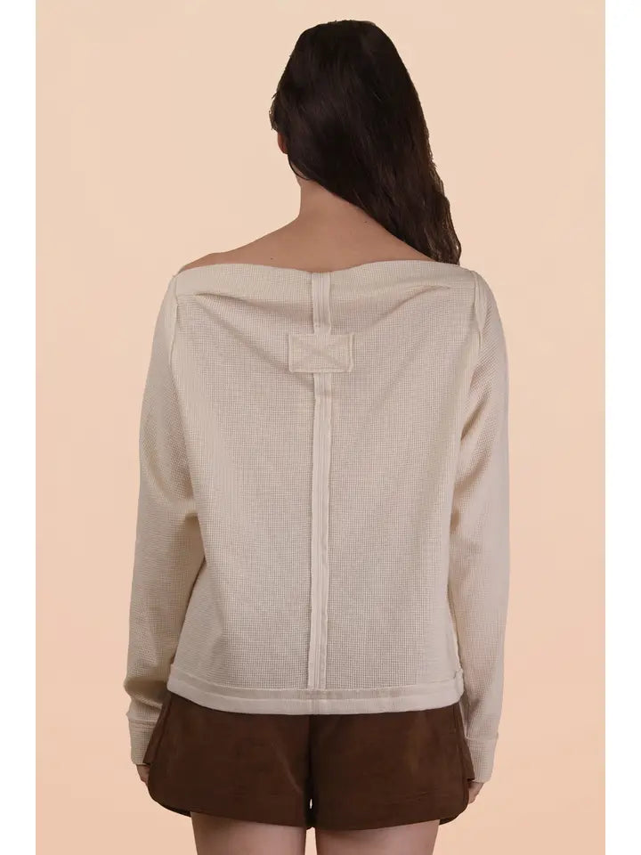 Boat Neck Solid Casual Knit Top