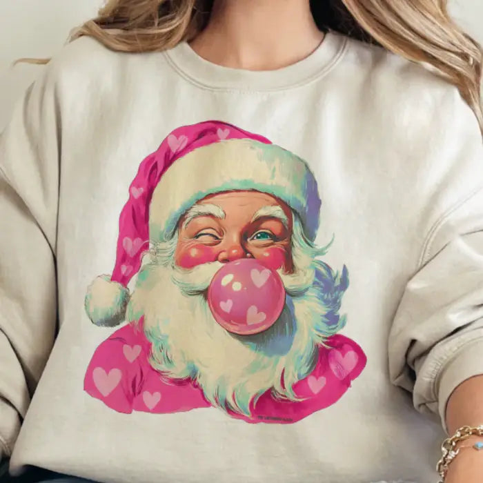 Bubblegum Heart Santa Sweatshirt