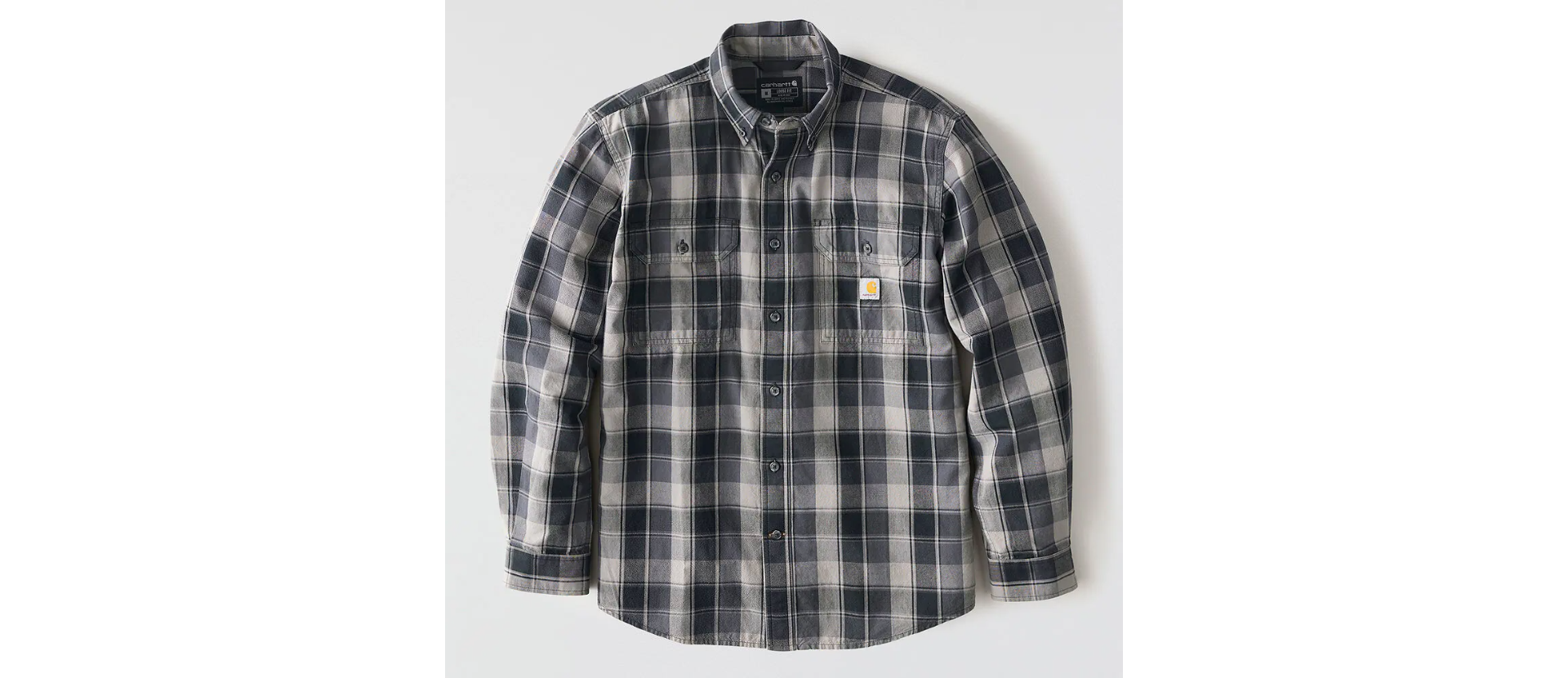 Loose Fit Midweight Chambray Long-Sleeve Plaid Shirt #107012