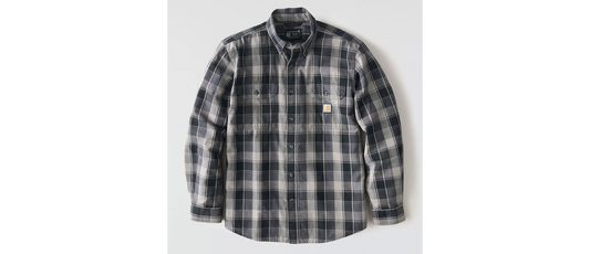 Loose Fit Midweight Chambray Long-Sleeve Plaid Shirt #107012