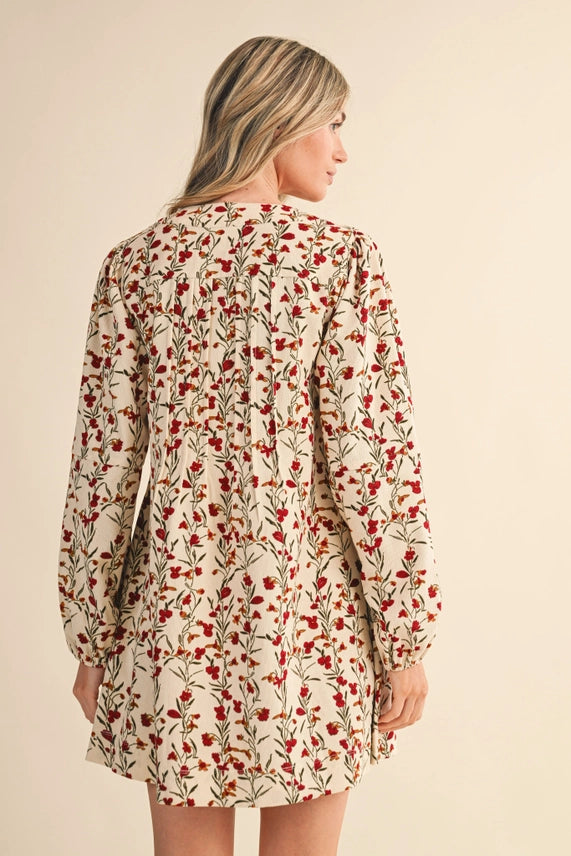 Floral Corduroy Mini Dress
