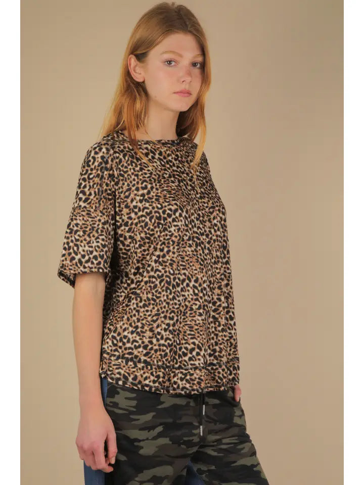Oversized Leopard Printed Knit Top