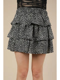 Leopard Printed Ruffled Layered Mini Skirt