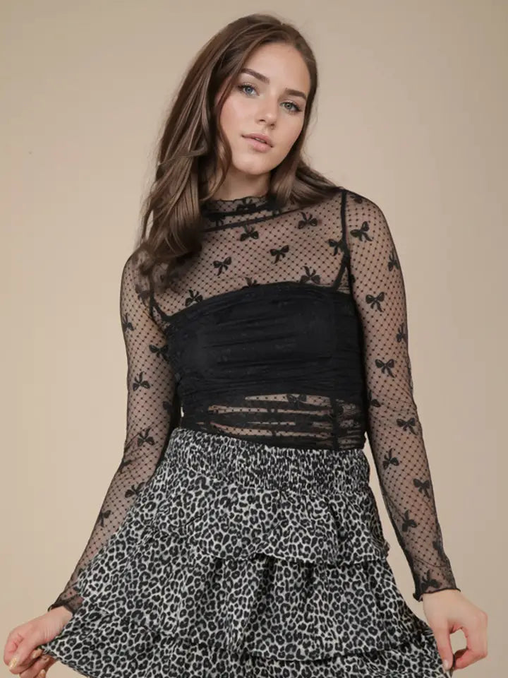 Leopard Printed Ruffled Layered Mini Skirt