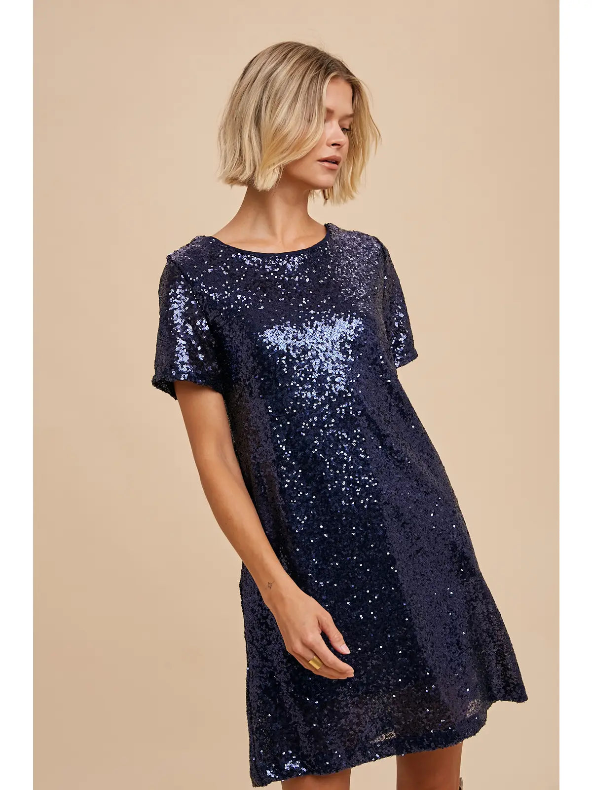 Sequin Low Back Mini Dress