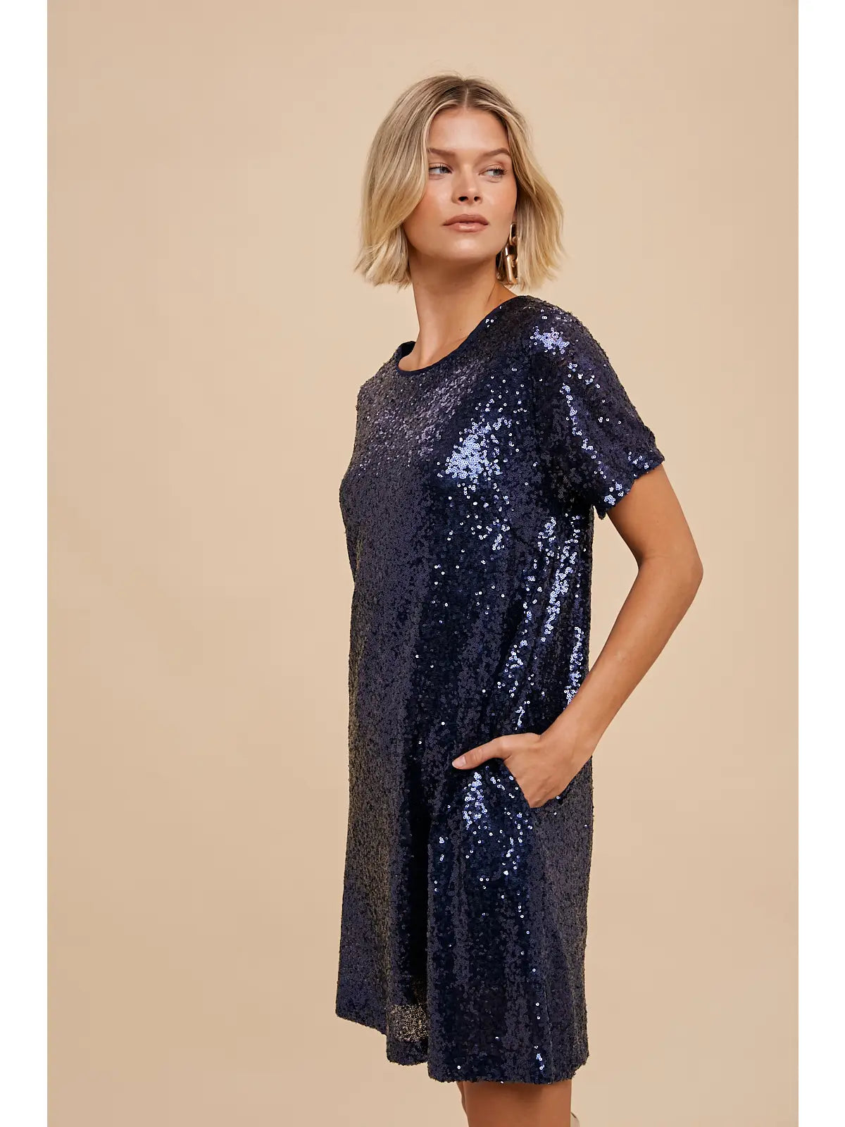 Sequin Low Back Mini Dress