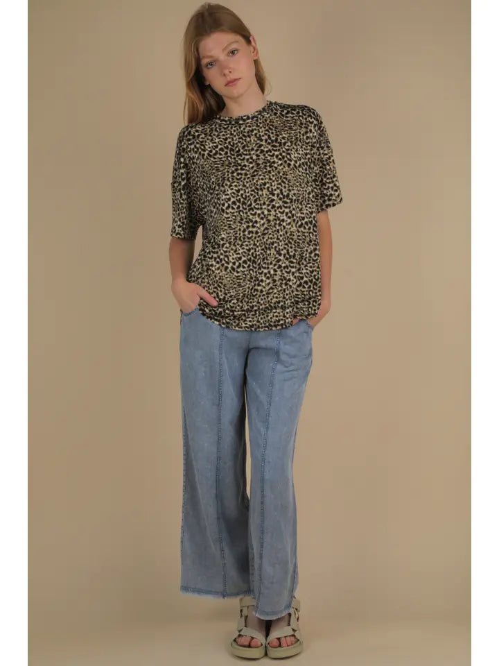 Oversized Leopard Printed Knit Top