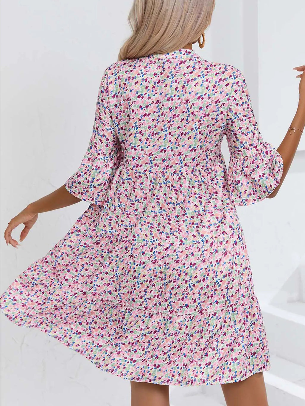 Loose V-neck Short Dress