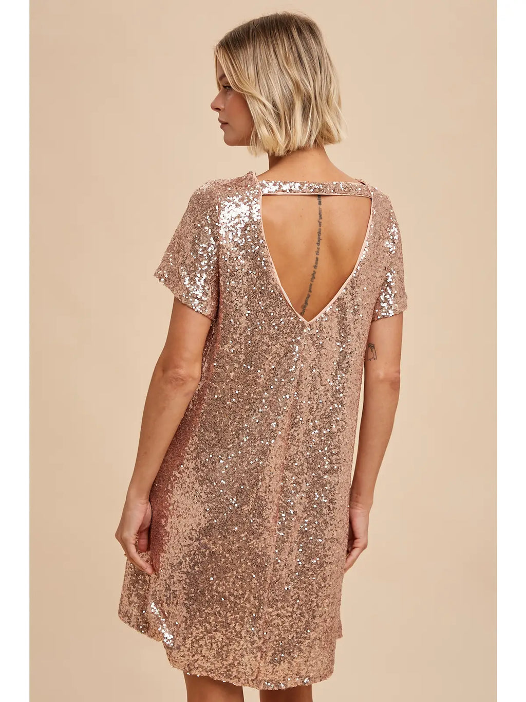 Sequin Low Back Mini Dress