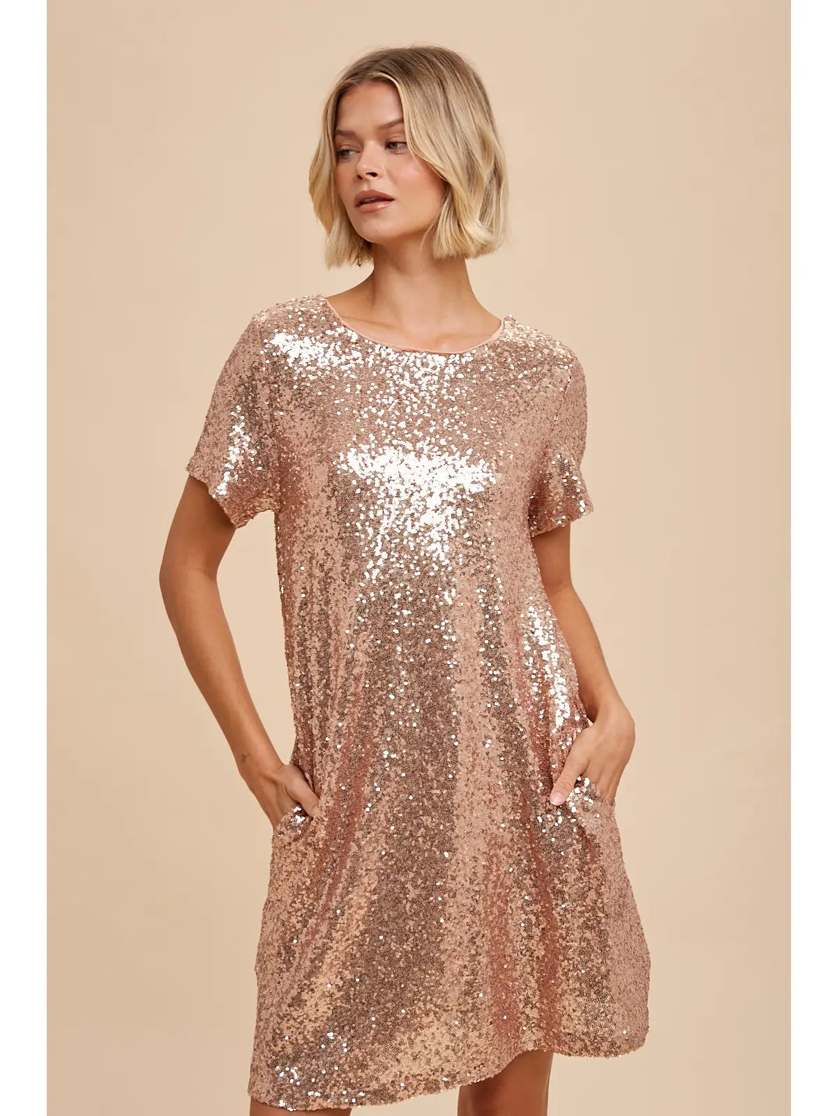Sequin Low Back Mini Dress