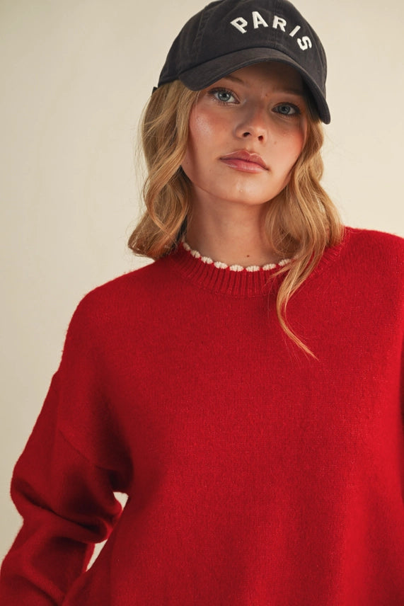 Scalloped Edge Contrast Sweater
